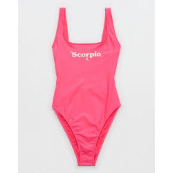 Aerie Astrology Scorpio Babewatch Cheekiest Pink One Piece Swimsuit Size Small - Picture 1 of 7